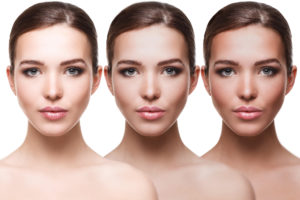 Comparison of suntan effect on white background